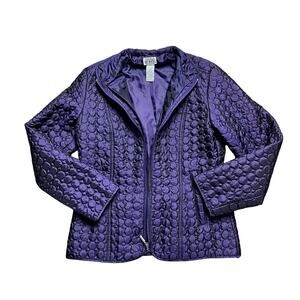 Keren Hart Purple Quilted Zip Up Jacket Shiny Retro Size S